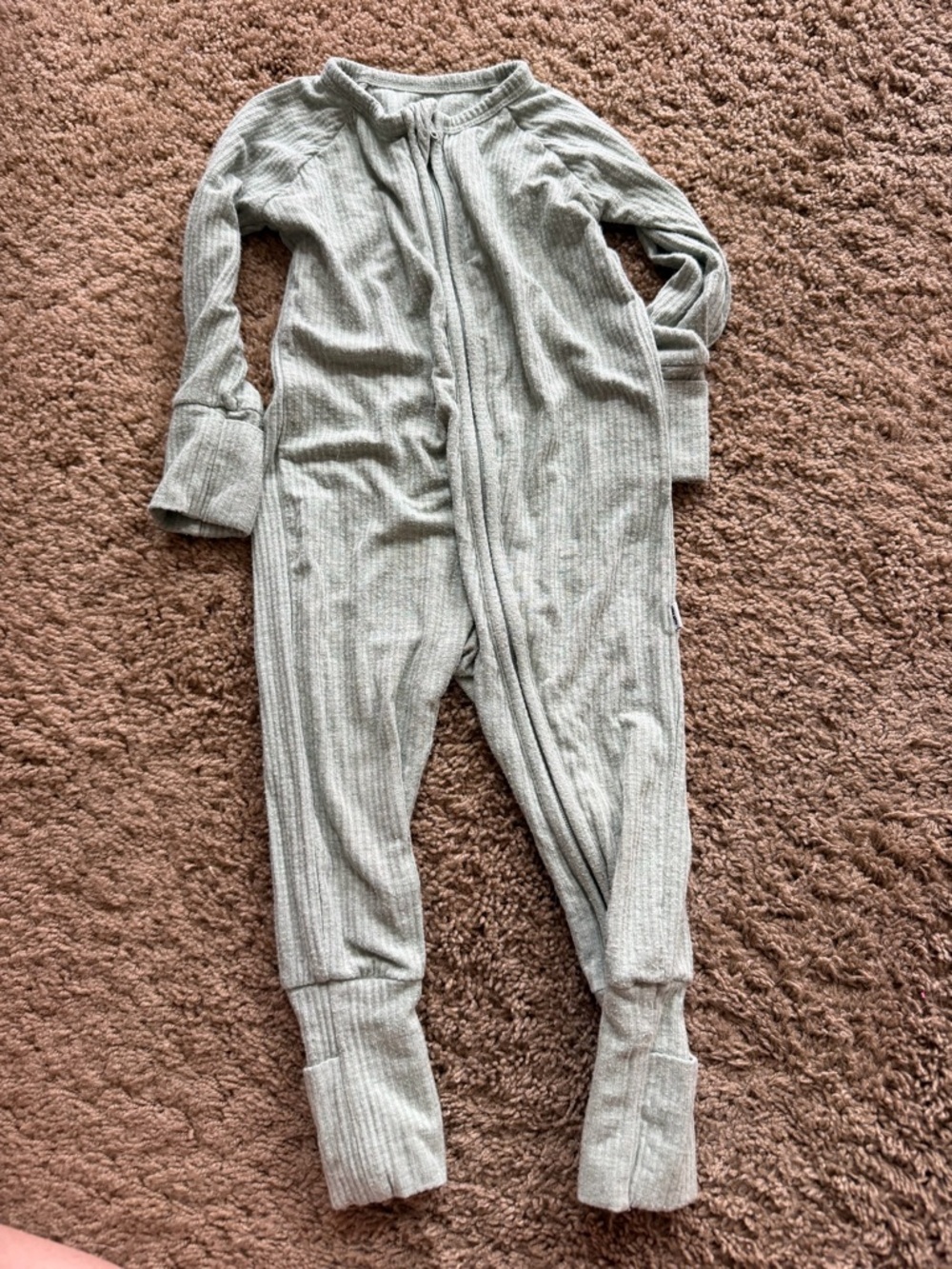 Little Sleepies Ribbed Long-Sleeve Footie in Light Green